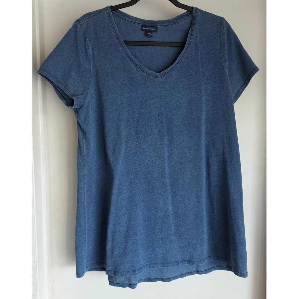 Pure Jill Indigo Women's Cotton T-Shirt Size M Blue Short Sleeve Tee Top